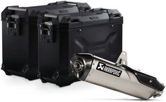 SW Motech TRAX ADV aluminum case system + Akrapovic. Black. 45/37 l. Triumph Tiger 900 (19-23). | KFT.11.953.72002/B
