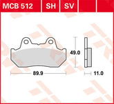 TRW BRAKE PAD SINTER REAR STR | MCB512SH