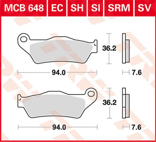 TRW BRAKE PAD TRW MCB648SH | MCB648SH
