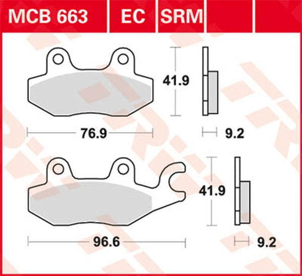 TRW BRAKE PAD ORGANIC SCOOTER -125 | MCB663EC