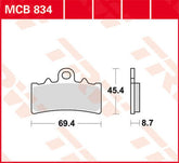 TRW BRAKE PAD ORGANIC STREET | MCB834