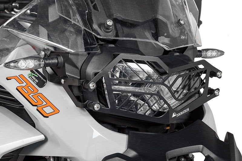 TOURATECH Stainless steel black headlight protector with quick release fastener for BMW F850GS Adventure *OFFROAD USE ONLY* | 01-082-5096-0