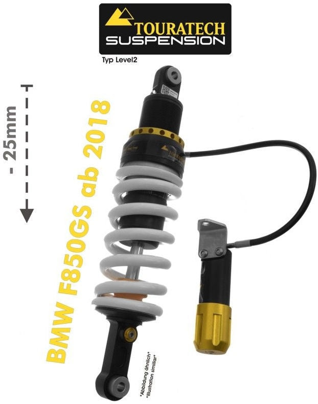 TOURATECH Touratech Suspension lowering shock -25 mm for BMW F850GS ab 2018 type Level2 | 01-082-5864-0