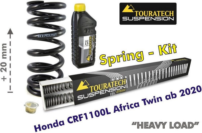 TOURATECH Progressive front and rear replacement springs for the Honda CRF1100L Africa Twin from 2020 / +20mm height / Heavy Load | 01-403-5841-0