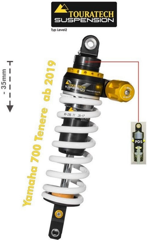 TOURATECH Touratech Suspension lowering shock (-35 mm) for Yamaha 700 Tenere from 2019 Type Explore HP/PDS | 01-632-5865-0