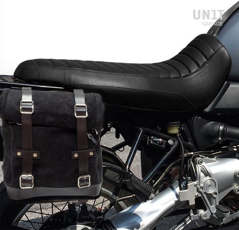 Unit Garage long seat black leather | COD. 1521BlackLthr+1521T