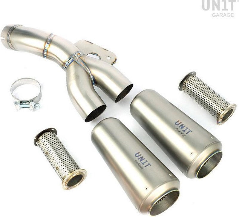 Unit Garage Double Low Pipe Titanium with visible welding | COD. 1631TitS