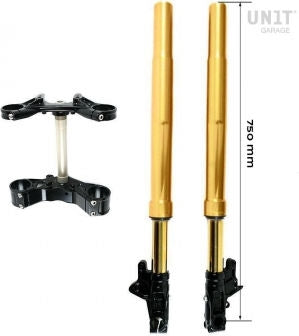 Unit Garage Ohlins USD fork kit LOW + Unit Garage triple clamp | 2904gold-Low