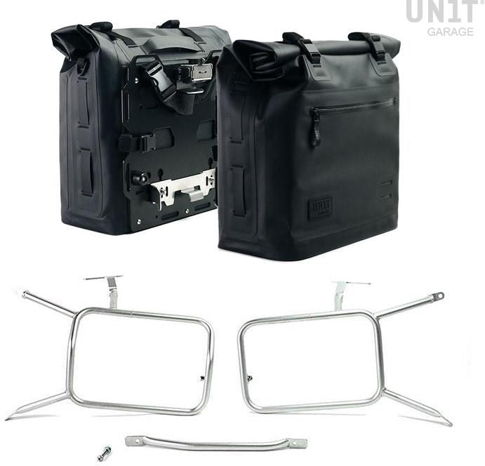 Unit Garage Two Khali side panniers in TPU 35L - 45L + Pair of aluminium plates with Inox Subframe NineT-Series | 2xUG002-AL0C-1641