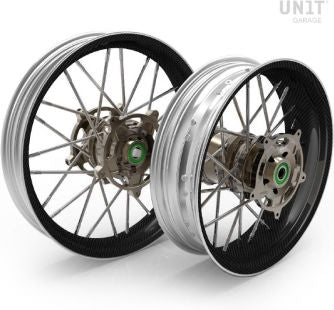 Unit Garage Pair of spoked wheels Pan America 24M9 in Carbon | 3308-TL