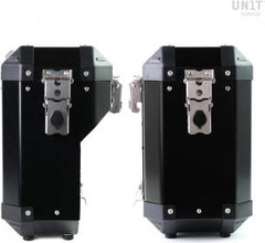 Unit Garage Pair of aluminium Panniers Atlas 40L+34L with Moto Guzzi frame | AL1C-BL-2252-BL