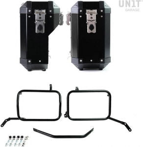 Unit Garage Pair of aluminium Panniers Atlas 40L+34L with Moto Guzzi frame | AL1C-BL-2252-BL
