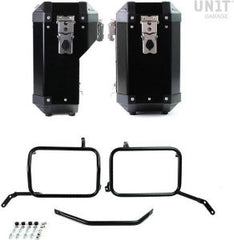 Unit Garage Pair of aluminium Panniers Atlas 40L+34L with Moto Guzzi frame | AL1C-BL-2252-BL