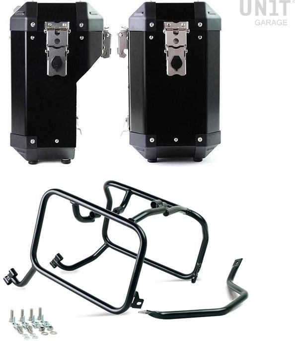 Unit Garage Pair of aluminium Panniers Atlas 40L+34L with HUSQVARNA frame | AL1C-BL-3005