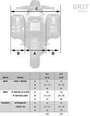 Unit Garage Pair of aluminium Panniers Atlas 47L+41L with Moto Guzzi frame | AL2C-BL-2252-BL