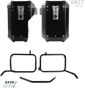 Unit Garage Pair of aluminium Panniers Atlas 47L+41L with Moto Guzzi frame | AL2C-BL-2252-BL