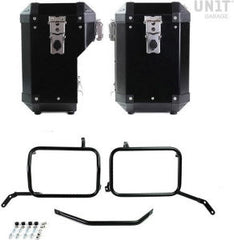 Unit Garage Pair of aluminium Panniers Atlas 47L+41L with Moto Guzzi frame | AL2C-BL-2252-BL