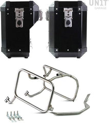 Unit Garage Pair of aluminium Panniers Atlas 47L+41L with HUSQVARNA frame | AL2C-BL-3005