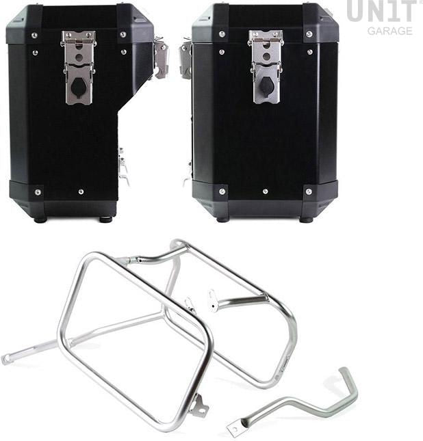 Unit Garage Pair of aluminium Panniers Atlas 47L+41L with Triumph 1200 XC & XE frame | AL2C-BL-3106