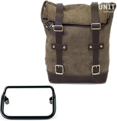 Unit Garage Waxed suede Side Pannier + R18 frame for Fishtail exhaust | U002-3401