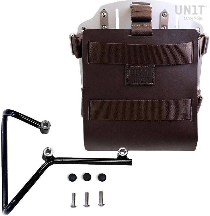 Unit Garage Carrying system in aluminum with adjustable leather front, Quick Release System and Svartpilen 701 frame | U085-U000-3002