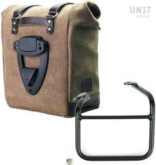 Unit Garage Waxed suede side pannier Scram 22L-30L + Left frame for Ducati Scrambler 1100 with double exhaust on the right | U202-1009SX