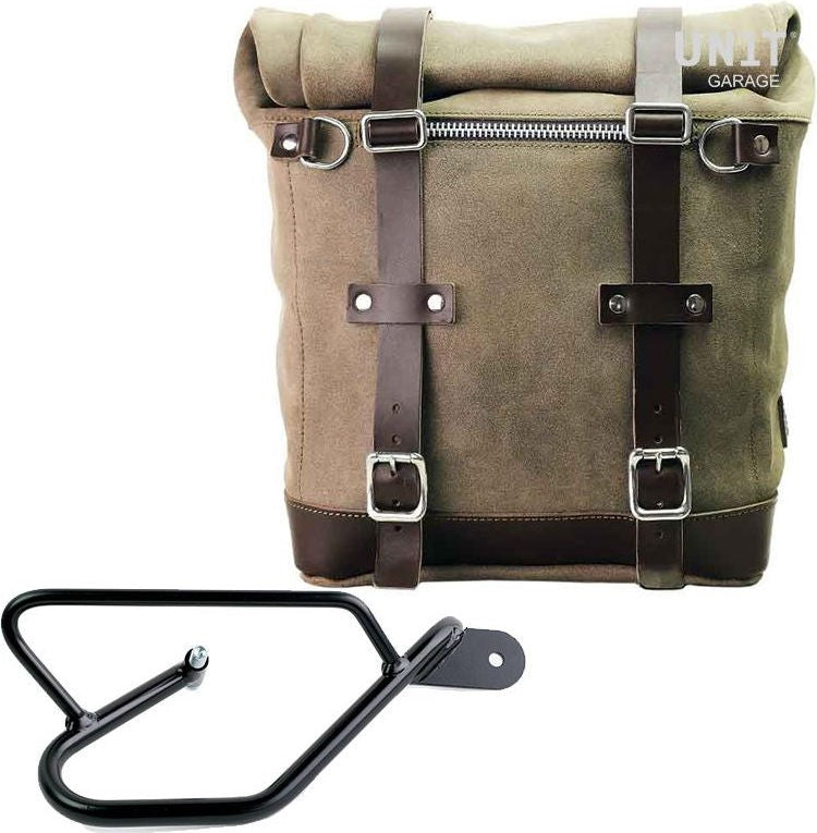 Unit Garage Waxed suede side pannier Scram 22L-30L + Right Subframe Guzzi V9 Bobber | U202-2250DX