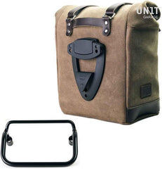 Unit Garage Waxed suede Side Pannier + R18 frame for Fishtail exhaust | U202-3401
