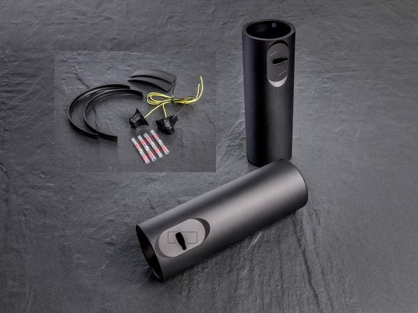 Wunderkind Cover front fork pipes BO1Q Ø41 mm incl. LED-mini-indicators, Blasted, black semi matt | 106482-F24