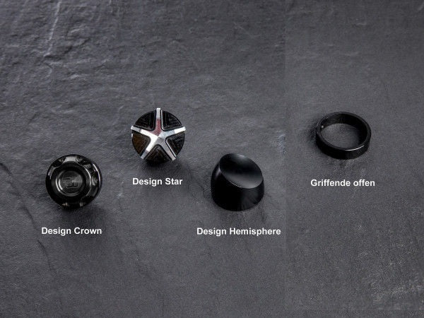 Wunderkind Grip ends for gas- & clutch grip set | design 'Crown', Black | 106539-F15