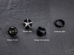 Wunderkind Grip ends for gas- & clutch grip set | design 'Star', Black shiny, re-milled | 106543-F22