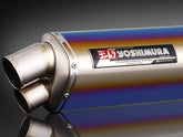 YOSHIMURA JMCA FULL EXHAUST SYSTEM TRI-OVAL DUAL EXIT GSX1300R 08- (TTB) - TITANIUM BLUE COVER | 110-509-8980B