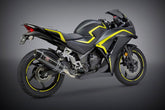 Yoshimura USA CBR300R 15-22/Cb300F 15-16 Race R-77 Stainless Slip-On Exhaust, W/ Carbon Fiber Muffler | 123002J220