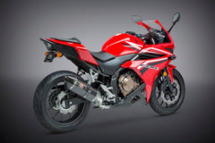 Yoshimura USA CBR500R 16-18/Cb500F 16-18 R-77 Stainless Slip-On Exhaust, W/ Carbon Fiber Muffler | 12551E0220