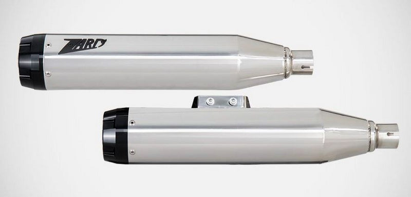Polished Stainless.Steel Racing Slip-Ons With Black Alu End-Cap
