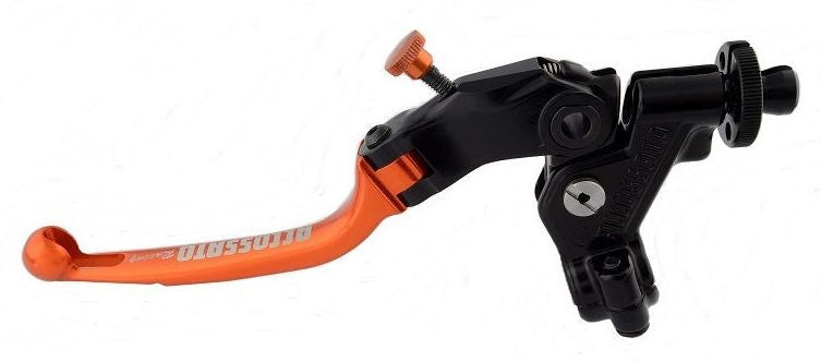 Accossato clutch control folding lever, with switch and mirror holder included, Orange colour, 29 mm, RST