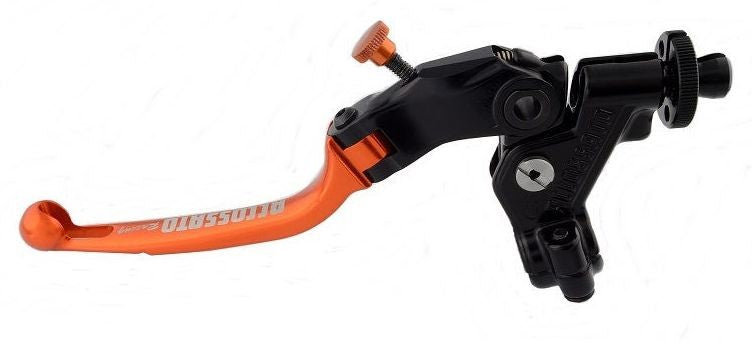 Accossato clutch control folding lever, with switch and mirror holder included, Orange colour, 32 mm, No RST