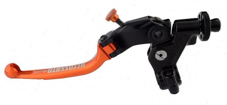 Accossato clutch control folding lever, with switch and mirror holder included, Orange colour, 34 mm, No RST
