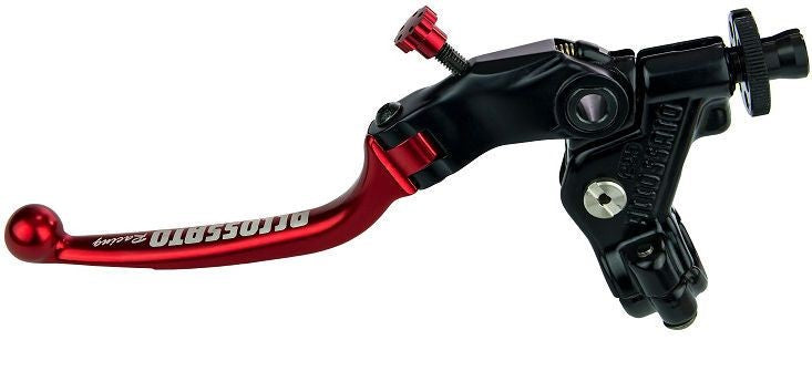 Accossato clutch control folding lever, with switch and mirror holder included, Red colour, 29 mm, No RST