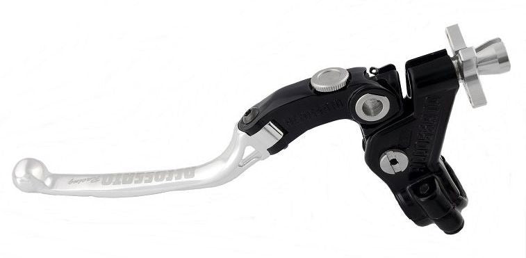 Accossato cable clutch control, standard folding lever provided with hose clamp in titanium colour, silver colour, 24 mm, RST