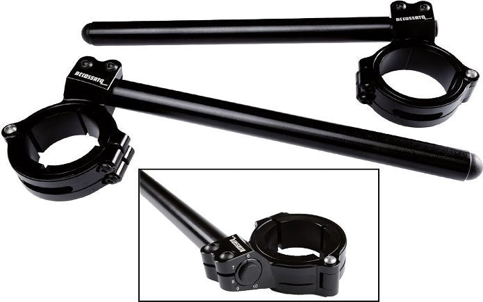 Accossato CNC-worked clip-on with adjustable inclination from 6° to 10°; inner rings not included
