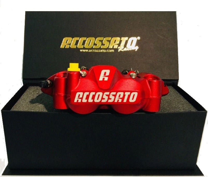 Accossato forged monoblock Brake caliper set, 108 mm, aluminium-made pistons - racing Red coating - brake pads ZXC included