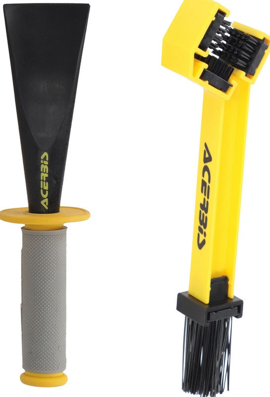 RASPA MUD SCRAPER + BRUSCIA CHAIN BRUSH, BLACK/YELLOW