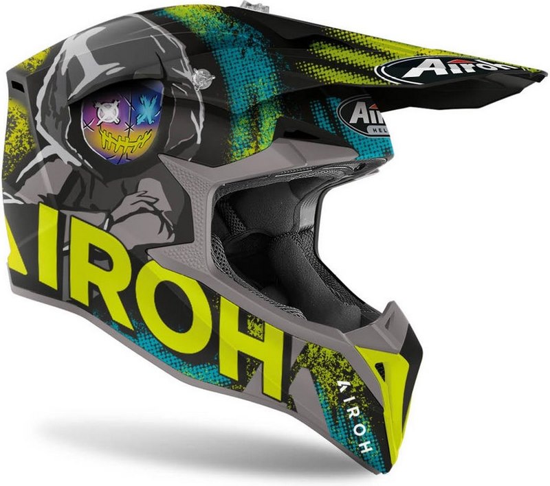 AIROH Motocross Helmet Wraap Alien, Yellow Matt | WRA31