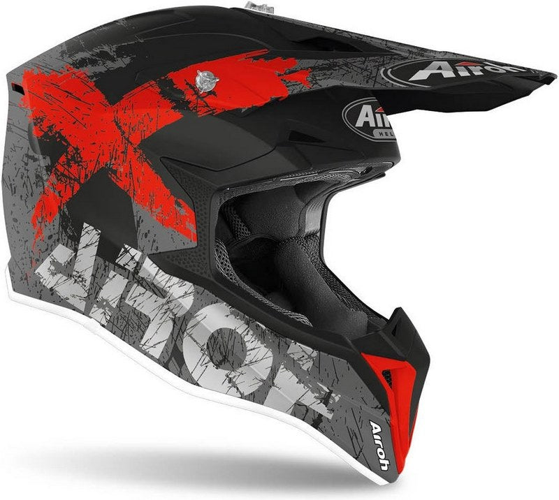 AIROH Motocross Helmet Youth Wrap Smile, Red Matt | WRSM55Y