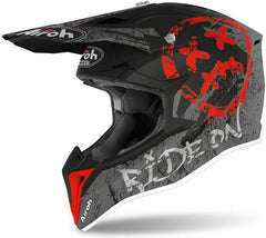 AIROH Motocross Helmet Youth Wrap Smile, Red Matt | WRSM55Y