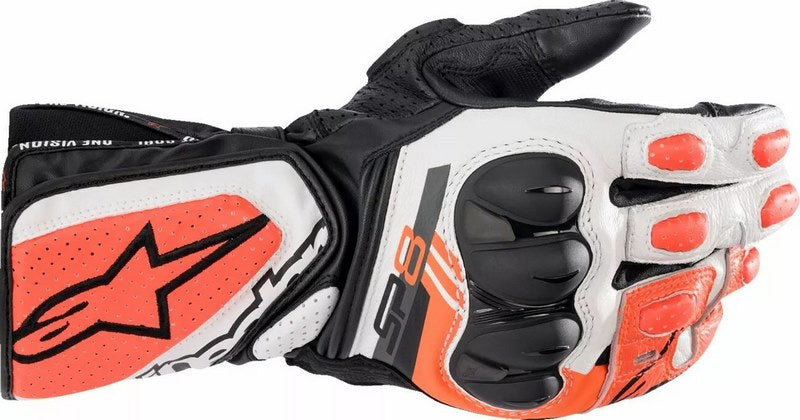 Alpinestars SP-8 V3 Gloves, Black, White, Fluorescent Red | 3558321-1231