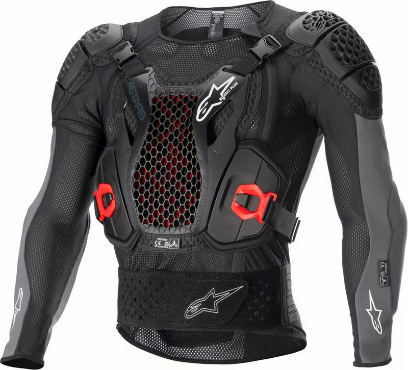 Alpinestars Bionic Plus v2 Protection Jacket, Black, Gray, Red, Size S | 6506723-1036-S