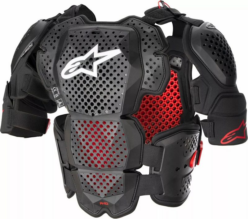Alpinestars A-10 v2 Full Chest Guard, Black, Red, Size XL/2XL | 6700523-1431XL2