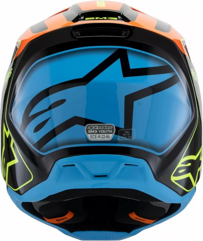 Alpinestars Youth S-M3 Fray Helmet, Black, Blue, Orange, Yellow | 8301725-1455